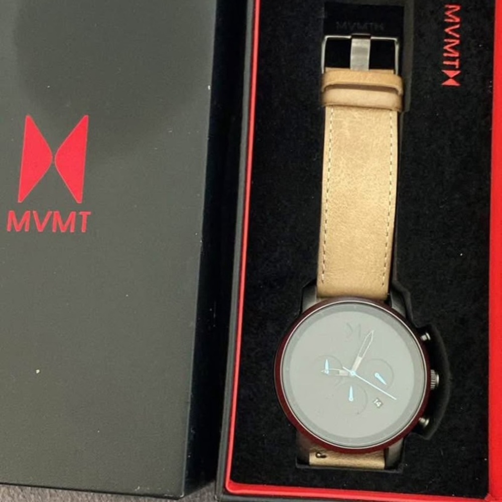 MVMT Black Dial with Tan Leather Strap Watch